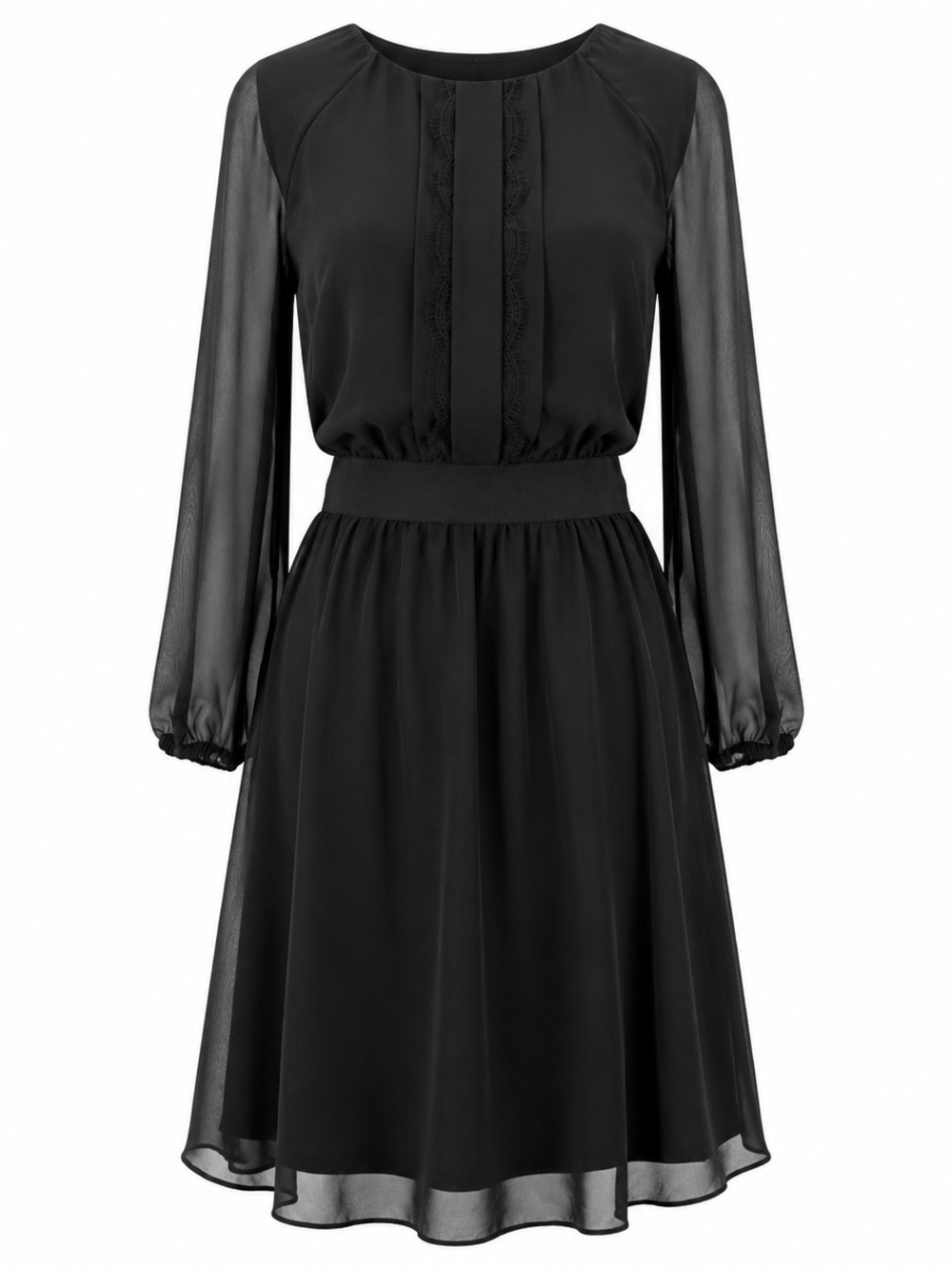 Jessica Simpson Black Chiffon Lace Long Sleeve Dress Size 2